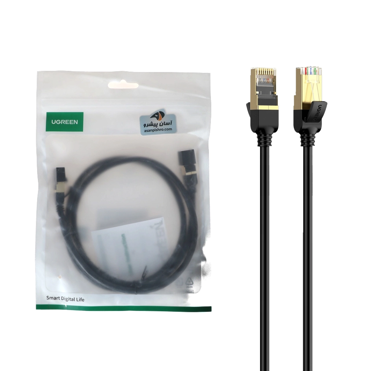 کابل شبکه یک متری UGREEN CAT7 مدل NW107-11268 - مشکی