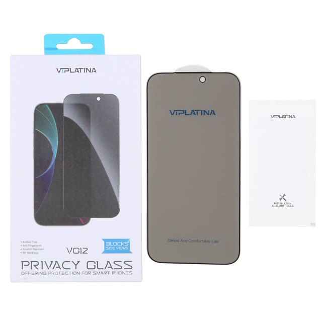 محافظ صفحه نمایش شیشه ای اورجینال Privacy Glass VIPLATINA VG12 مدل Apple iPhone 17 Pro Max (پک دار)