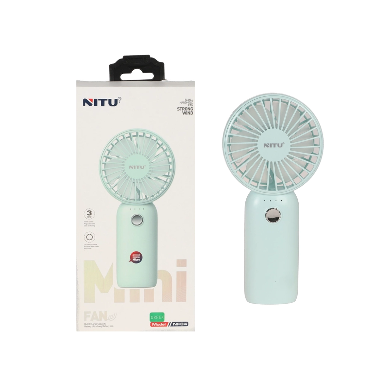 پنکه دستی قابل حمل Nitu مدل NF04 - آبی (گارانتی 18 ماه تعویض نیکان همراه)