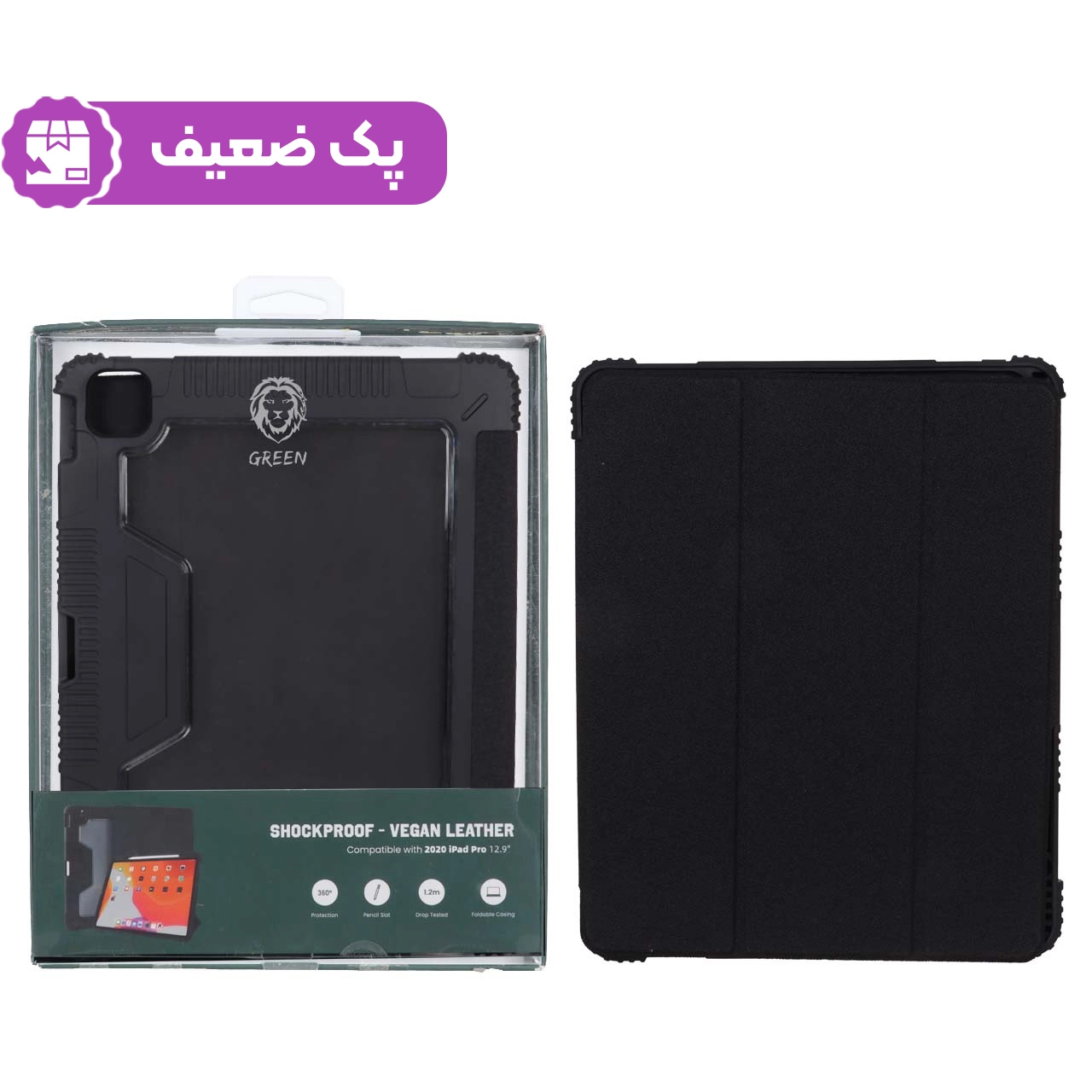 کاور "12.9 Green Lion iPad Pro 2020 مدل GNSPIPA129BK - مشکی - MN (پک ضعیف)