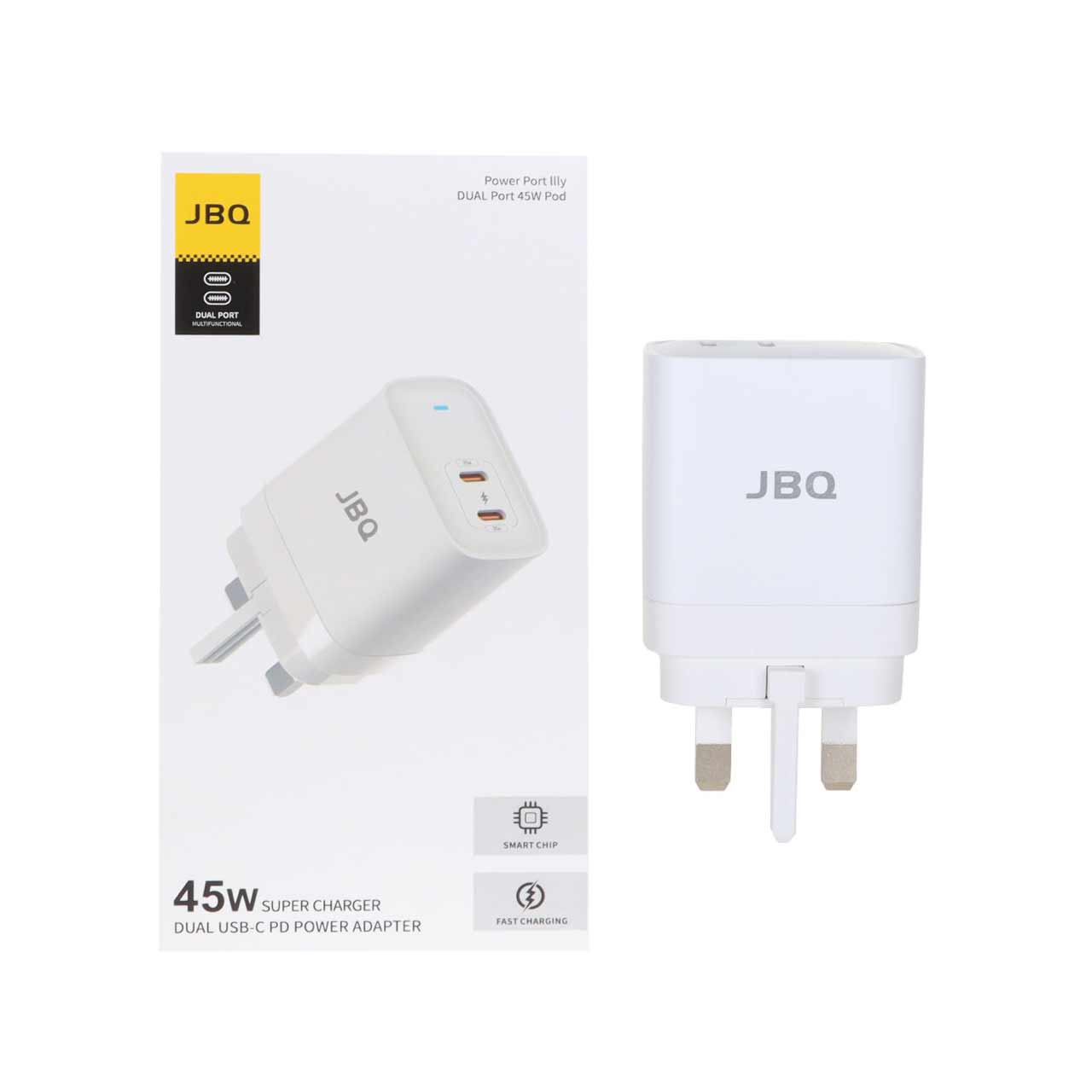 شارژر دیواری فست و PD دو پورت JBQ مدل WC-606W 45W - سفید (گارانتی یکساله رصاصی)