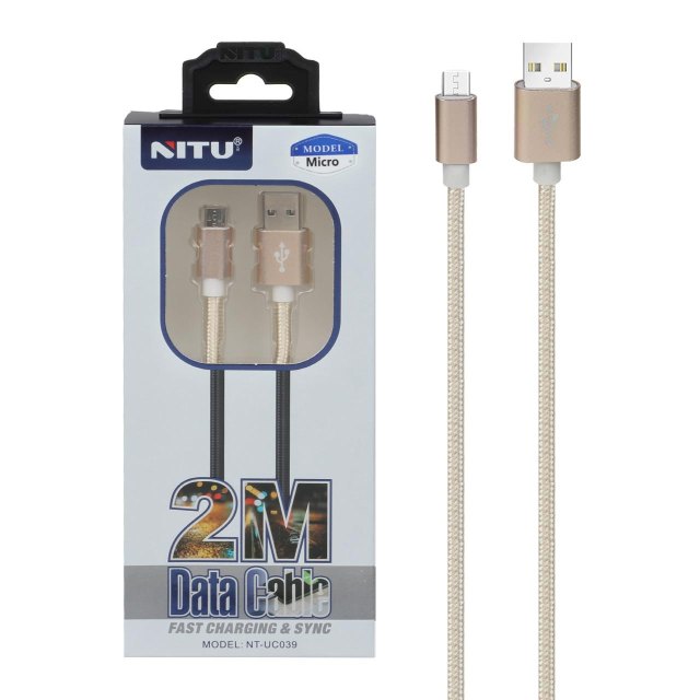 کابل شارژودیتا فست کنفی 2 متری اندروید NITU مدل UC039 - طلایی (گارانتی 12 ماه تعویض نیکان همراه)