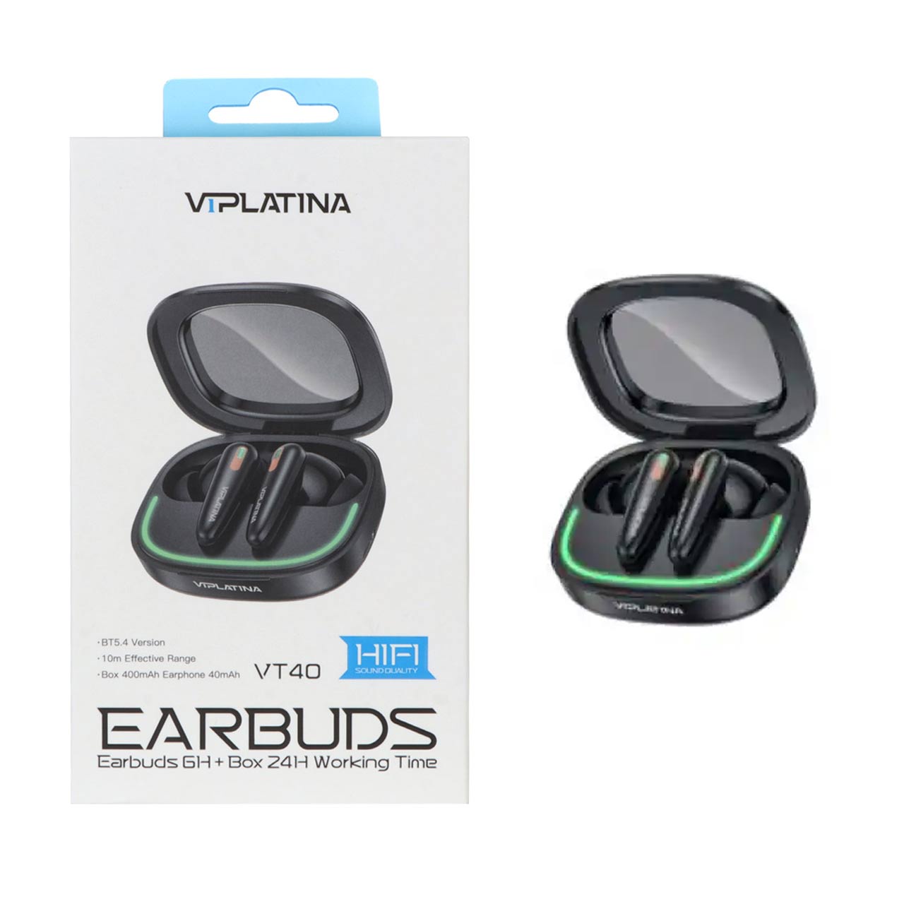 ایرفون بی سیم VIPLATINA مدل VT40 RGB- مشکی (گارانتی 12 ماه تعویض نیکان همراه)