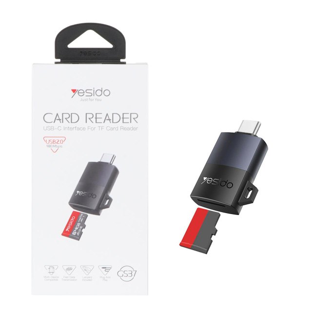 رم ریدر Yesido مدل GS37 Type-C TF Card Reader - خاکستری (گارانتی 18 ماه تعویض نیکان همراه)