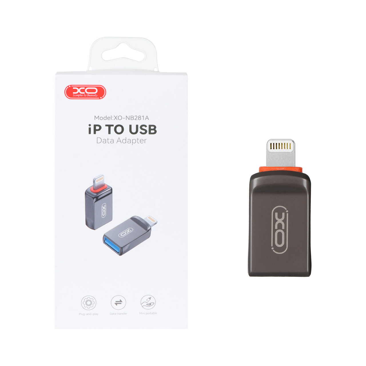 تبدیل XO Lightning To USB OTGمدل XO-NB281A - خاکستری