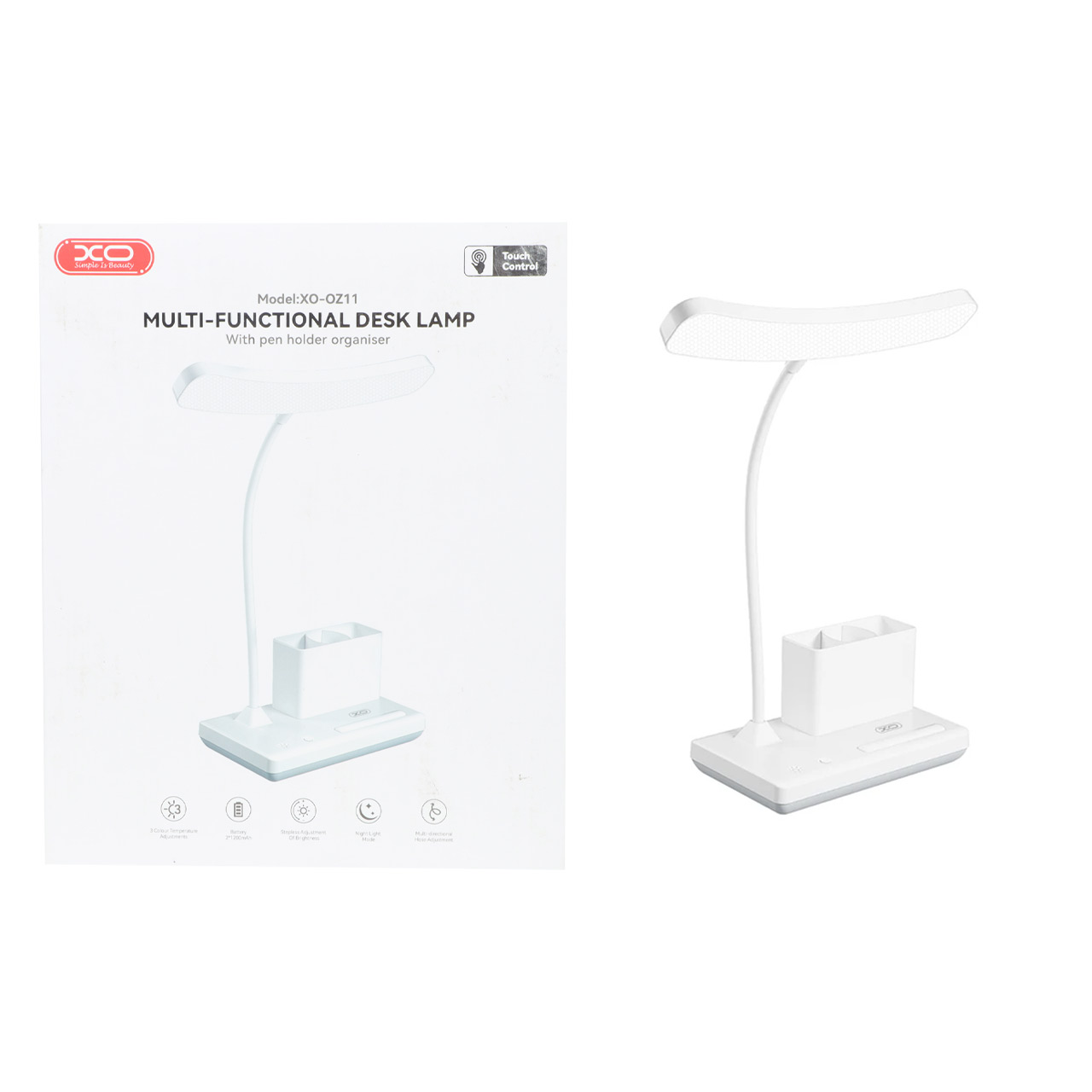چراغ مطالعه و استند موبایل و تبلت XO مدل XO-OZ11 - سفید
