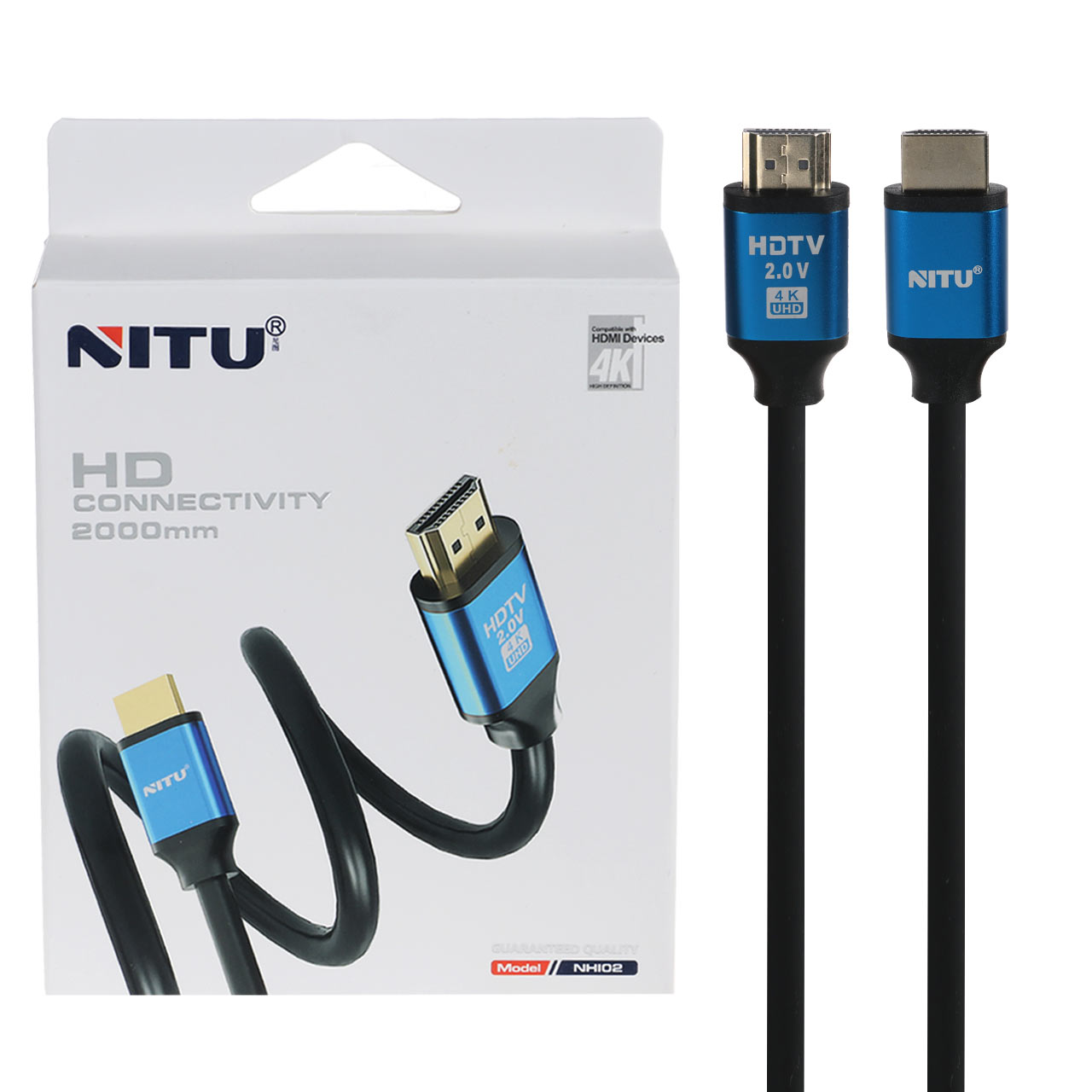 کابل 2 متری NITU HDMI مدل NHI02 - مشکی (گارانتی شش ماه تعویض نیکان همراه)