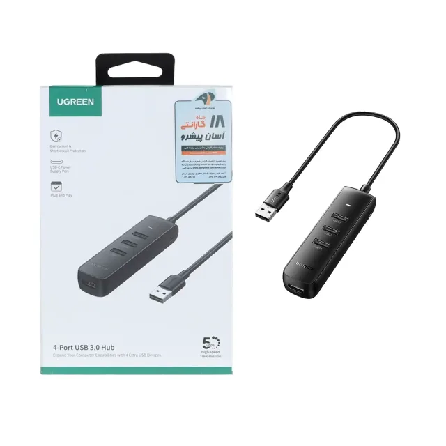 هاب 4 پورت UGREEN USB3.0 مدل 80657-CM416 - مشکی (گارانتی 18 ماهه آسان پیشرو)