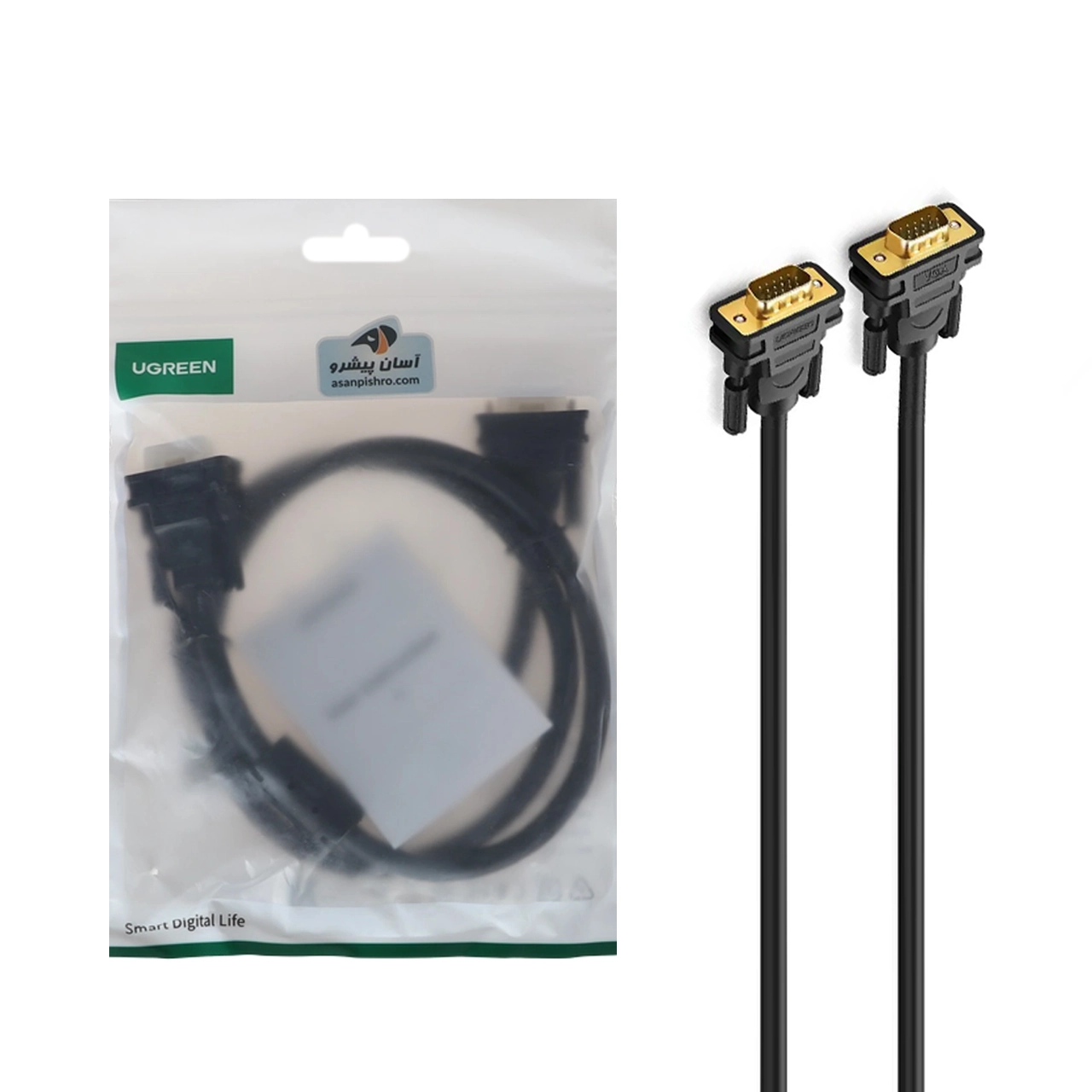 کابل یک متری UGREEN VGA مدل VG101-11673 - مشکی (گارانتی 18 ماهه آسان پیشرو)