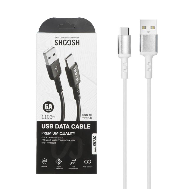 کابل شارژ 1.1 متری فست Shoosh Type-C مدل SH72C - سفید - SMO