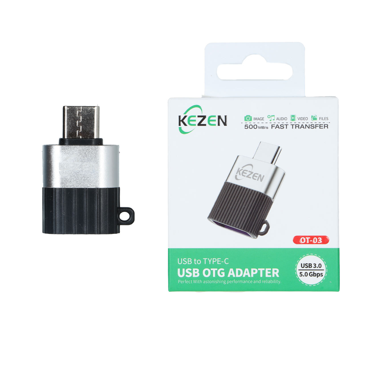 تبدیل Kezen Type-C To USB3.0 مدل OT-03 - نقره ای - KZN