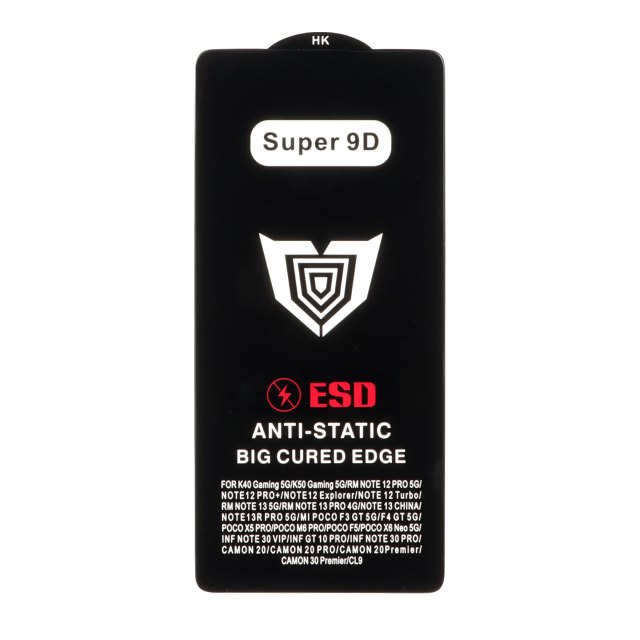 محافظ صفحه نمایش شیشه ای Full Cover ESD Anti Static - Super 9D مدل Xiaomi Redmi Note 13 Pro 4G / Note 14S / Poco M6 Pro 4G (بدون پک)