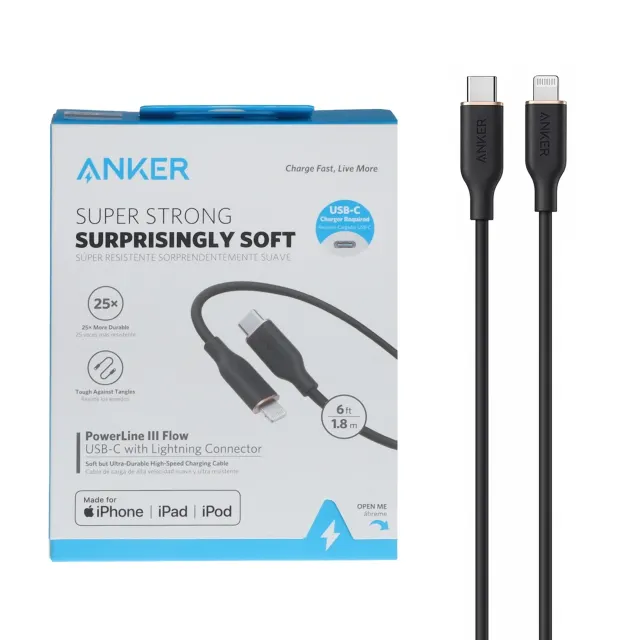 کابل شارژ فست 1.8 متری Anker Type-C To Lightning مدل A8663P11 - مشکی (گارانتی شش ماهه ایویز)