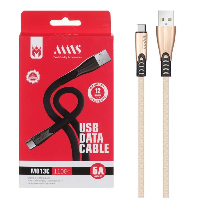 کابل شارژ فست 1.1 متری MNS Type-C مدل M013C - طلایی - SMO