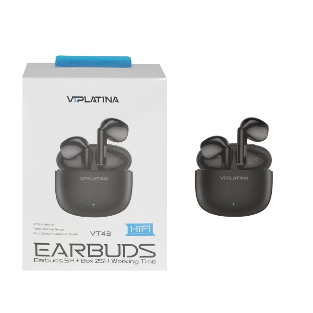 ایرفون بی سیم VIPLATINA مدل VT43 - مشکی (گارانتی 12 ماه تعویض نیکان همراه)