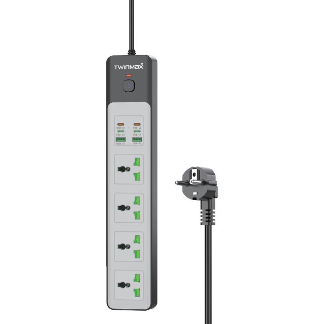 چندراهی برق 4 خانه TwinMax مدل MX-60 65W - مشکی - MMX