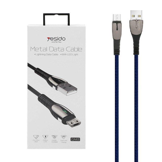 کابل شارژ فست اندروید Yesido مدل CA43 - آبی (گارانتی 12 ماهه تعویض نیکان همراه)