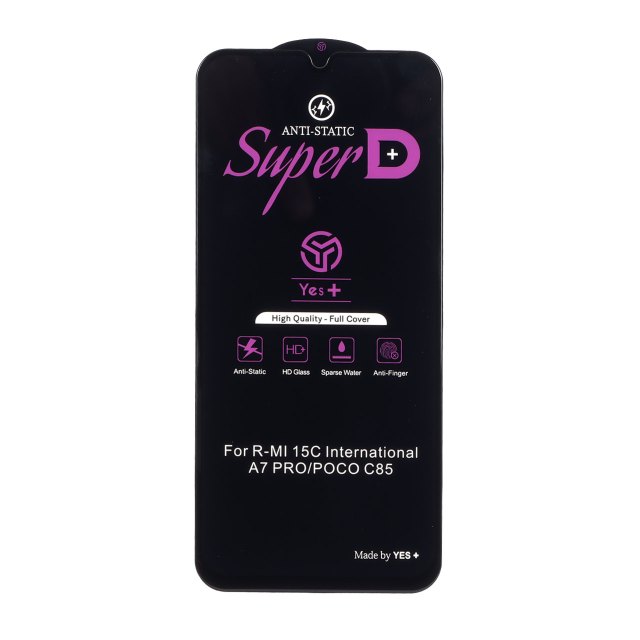 محافظ صفحه نمایش شیشه ای Super D Anti Static Yes Plus مدل Xiaomi Redmi 15C / Poco C85 / Redmi A7 Pro