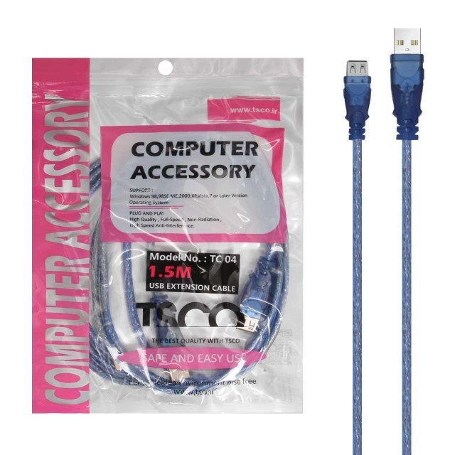 کابل افزایش طول TSCO USB مدل TC 04 با متراژ 1.5 متری