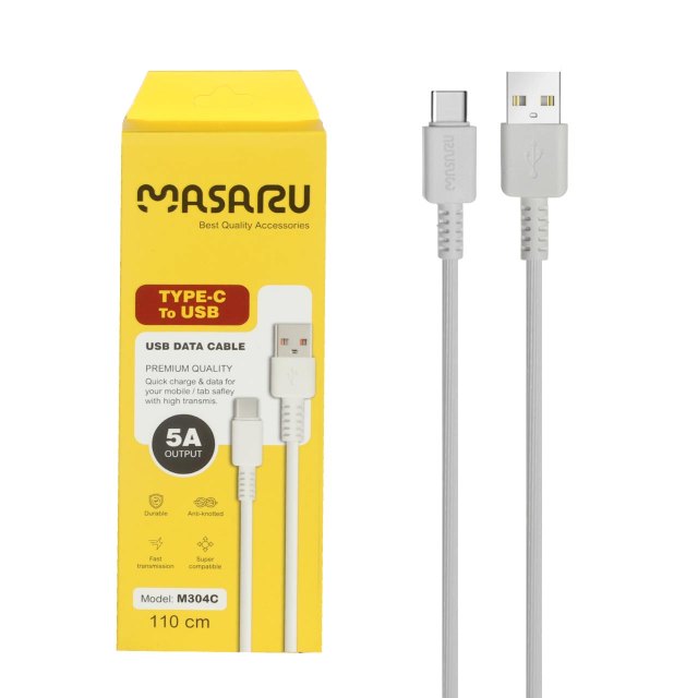 کابل شارژ 1.1 متری فست Masaru Type-C مدل M304C - سفید - SMO