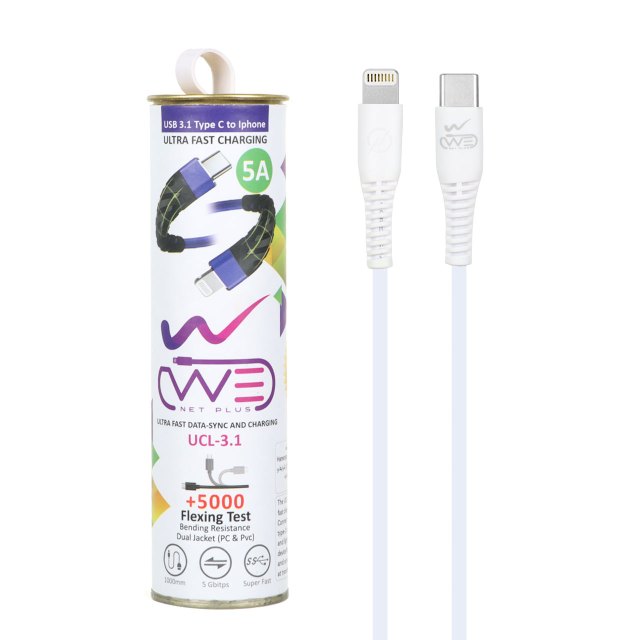 کابل شارژ فست We-net Plus Lightning TO Type-C مدل UCL-3.1 - سفید