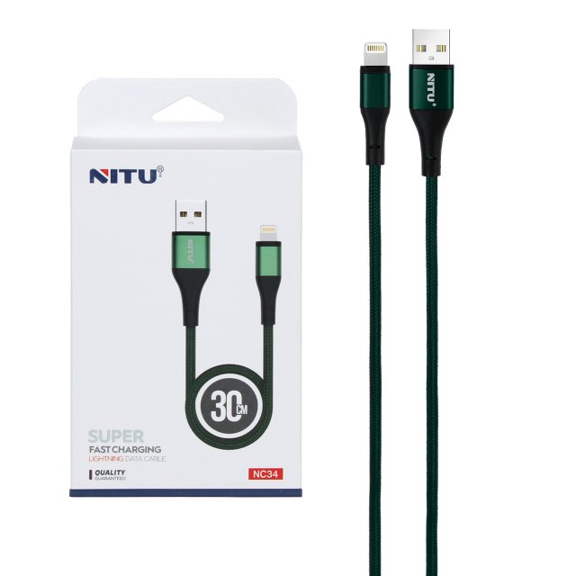 کابل شارژ پاوربانک فست آیفون NITU مدل NC34 - سبز (گارانتی 12 ماه تعویض نیکان همراه)