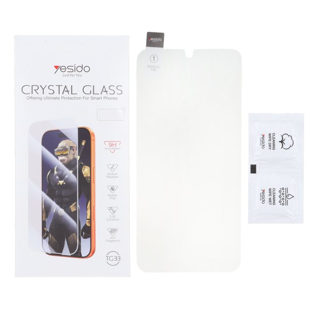 محافظ صفحه نمایش شیشه ای اورجینال بدون حاشیه Crystal Glass Yesido TG33 مدل Xiaomi Redmi 14C / Poco C75 / Poco C71 / Redmi A7 4G / Redmi A5 / Redmi A4 / Redmi A3 Pro (پک دار)