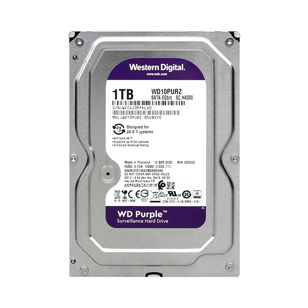 WD Purple-WD10PURZ-85u8xY0 Internal Hard Drive-1TB (گارانتی 2 ساله ایران رهجو) هارد اینترنال