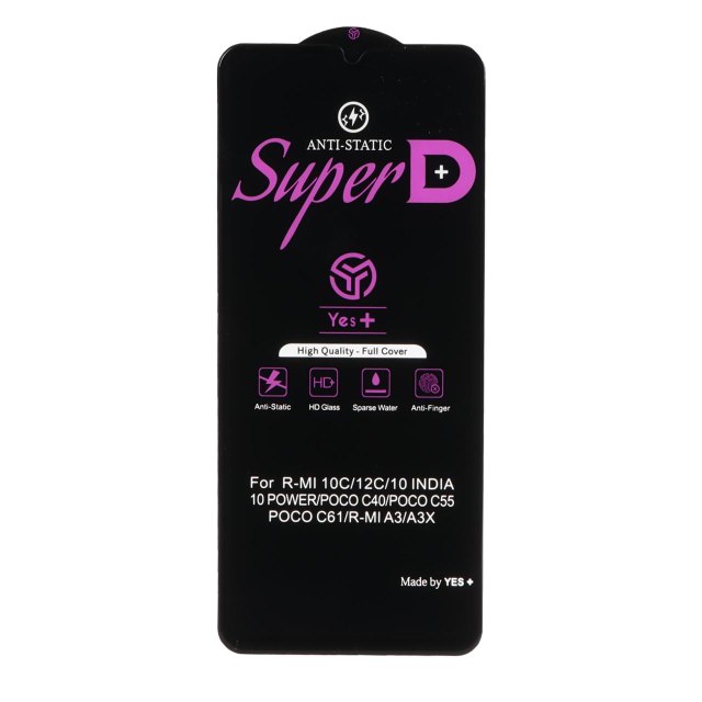 محافظ صفحه نمایش شیشه ای Super D Anti Static Yes Plus مدل Xiaomi Redmi A3 / A3x / Redmi 10C / Redmi 12C / Redmi 11A / Redmi 10 Power / Poco C40 / Poco C55 / C61