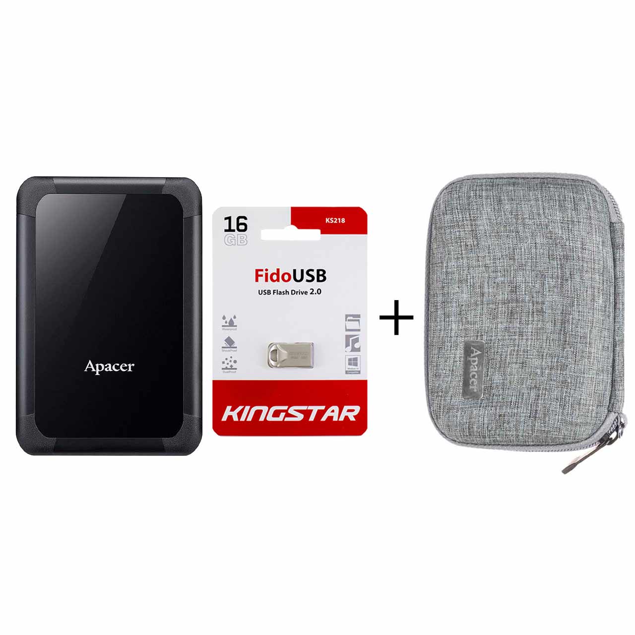 هارد اکسترنال Apacer مدل Shockproof AC532 ظرفیت 2TB - مشکی (فلش KingStar مدل Fido KS218 ظرفیت 16GB + کیف هارد هدیه)
