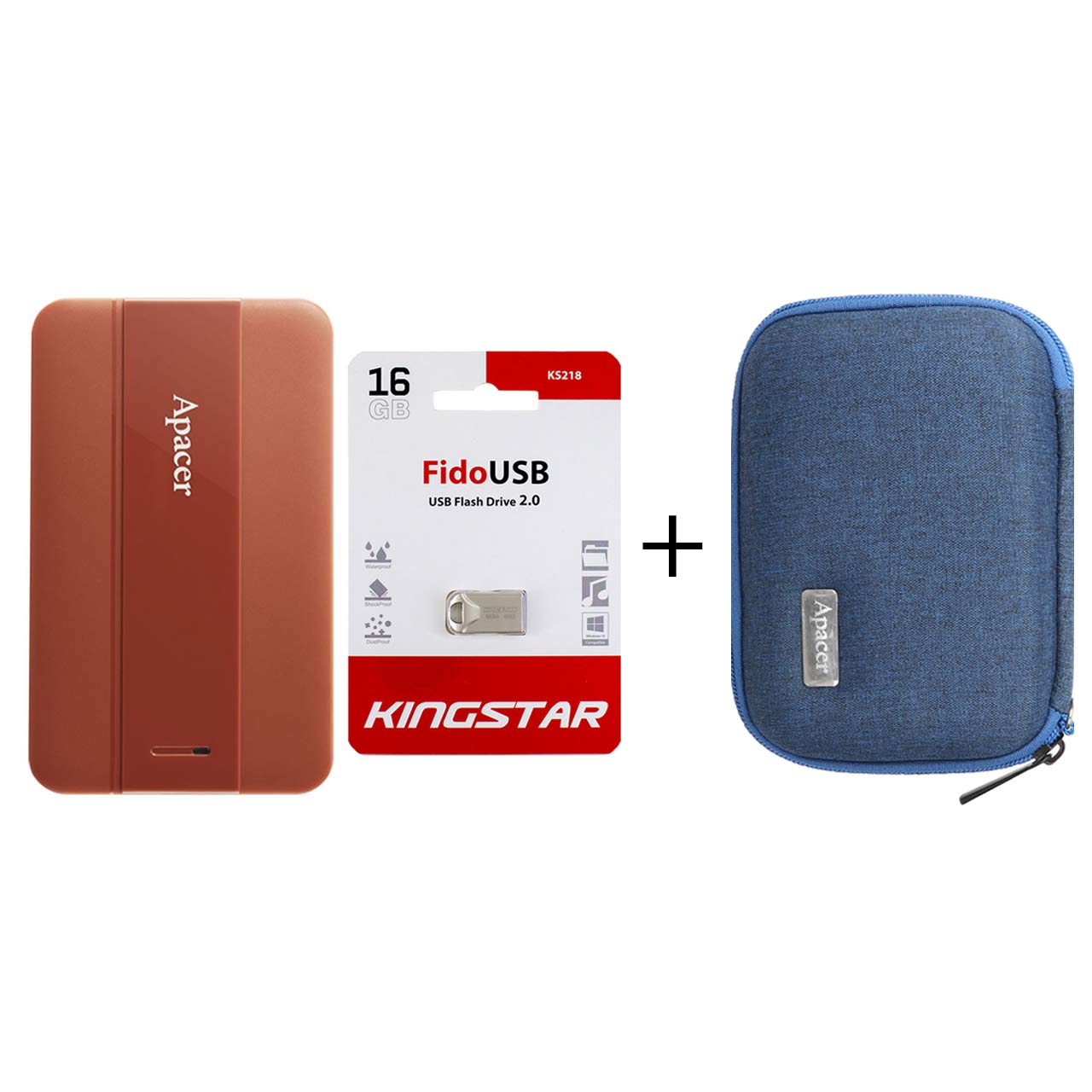 هارد اکسترنال Apacer مدل Slim AC237 ظرفیت 2TB - قهوه ای (فلش KingStar مدل Fido KS218 ظرفیت 16GB + کیف هارد هدیه)
