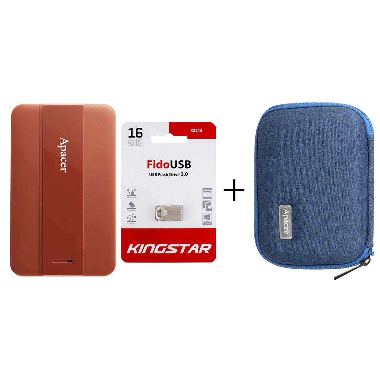 هارد اکسترنال Apacer مدل Slim AC237 ظرفیت 1TB - قهوه ای (فلش KingStar مدل Fido KS218 ظرفیت 16GB + کیف هارد هدیه)