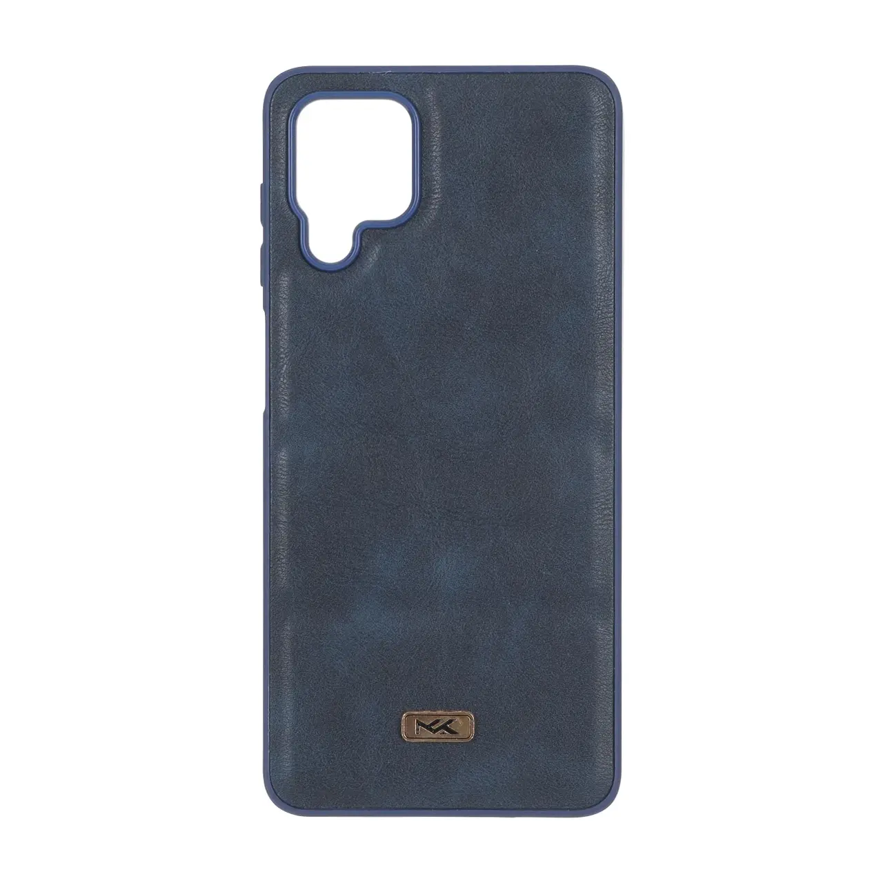 قاب پافر طرح چرم سه تکه لوگو فلزی Samsung Galaxy A12 / M12 / F12 - سرمه ای