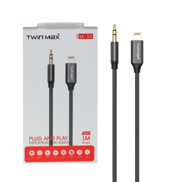 کابل تبدیل TwinMax Aux To Lightning مدل M-33 - مشکی - MMX
