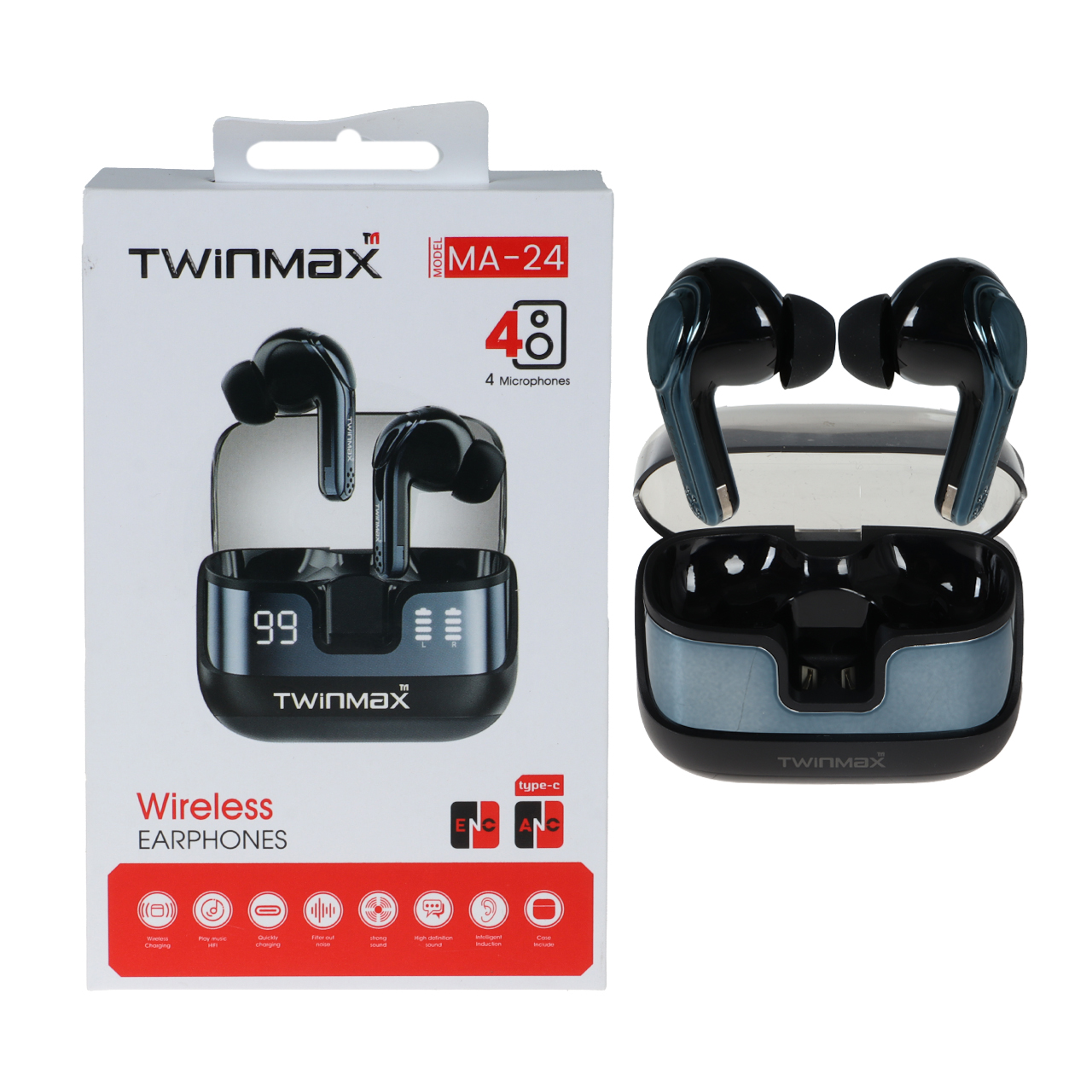 ایرفون بی سیم TwinMax مدل MA-24 ANC - مشکی - MMX