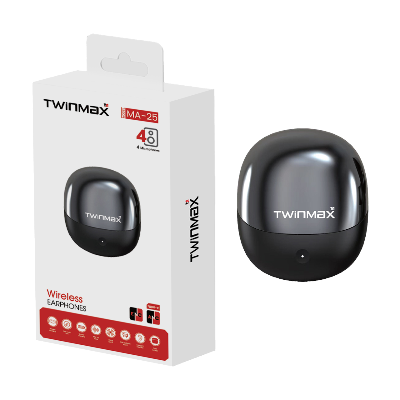 ایرفون بی سیم TwinMax مدل MA-25 ANC -مشکی - MMX