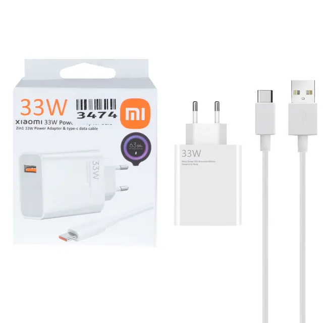 شارژر دیواری فست تک پورت Xiaomi مدل MDY-11-EZ 33W به همراه کابل شارژ Type-C - سفید - ASP (گارانتی شش ماهه آروین)