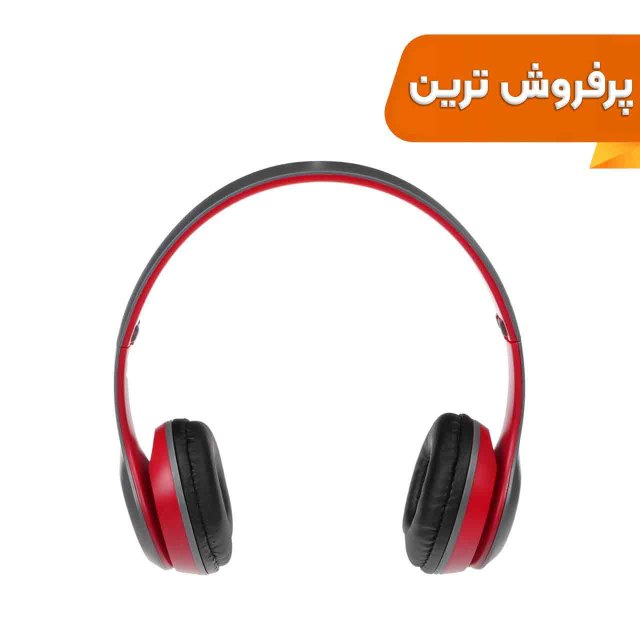 هدفون بی سیم مدل P47-طوسی قرمز (پک ضعیف)