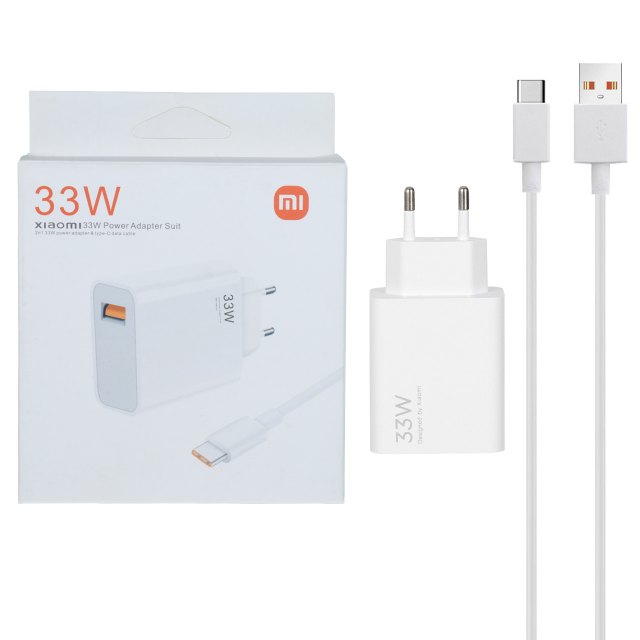شارژر دیواری 33W فست تک پورت Xiaomi به همراه کابل شارژ Type-C مدل MDY-11-EZ - سفید ( اصل چین)
