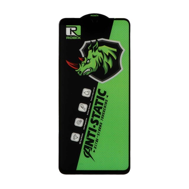 محافظ صفحه نمایش شیشه ای Full Cover Robix Anti Static ESD مدل Xiaomi Redmi 14C / Poco C75 / Poco C71 / Redmi A7 4G / Redmi A5 / Redmi A4 / Redmi A3 Pro