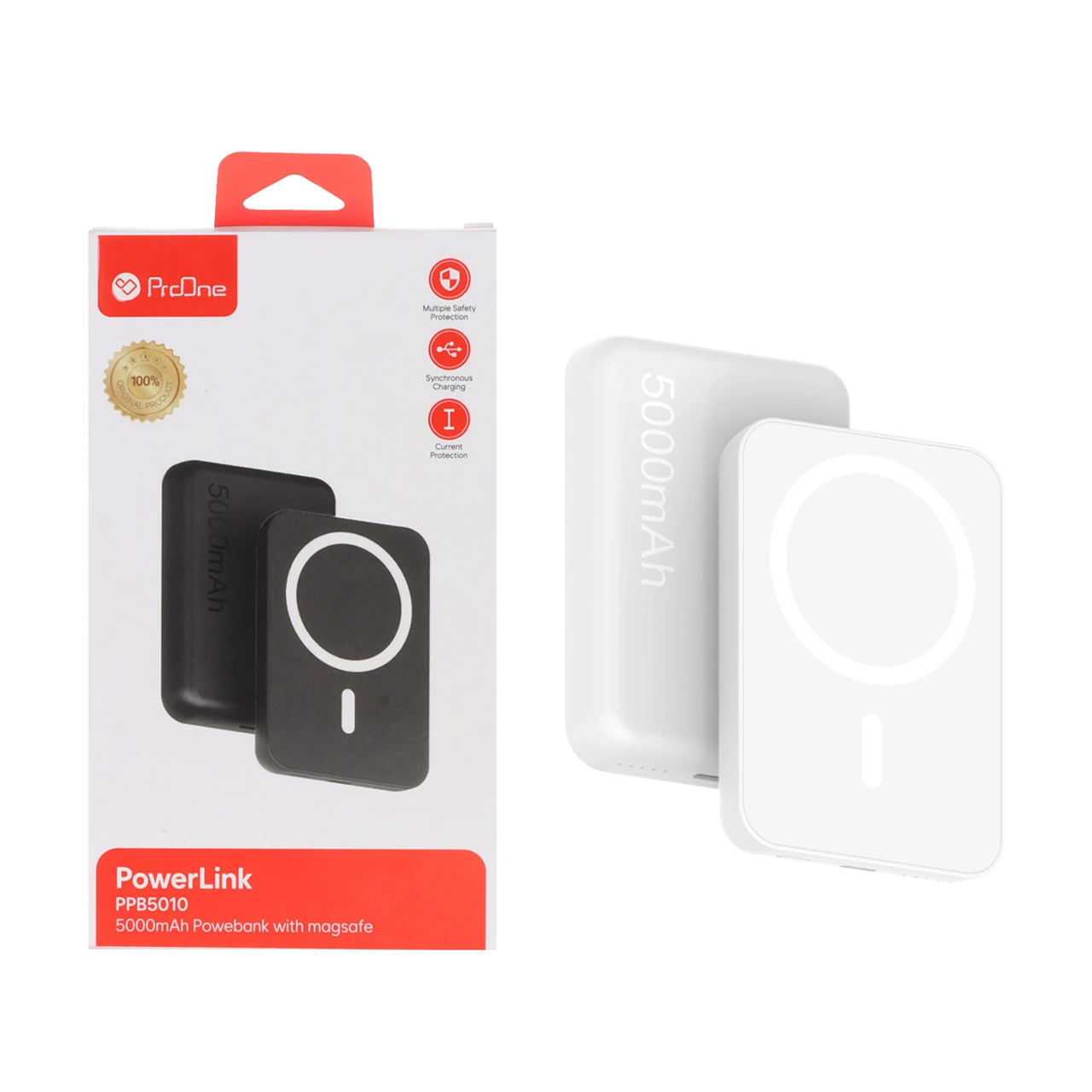 پاوربانک وایرلس و فست شارژ ProOne 20W 5000mAh مدل PPB5010 PowerLink - سفید (یکساله کاوان)