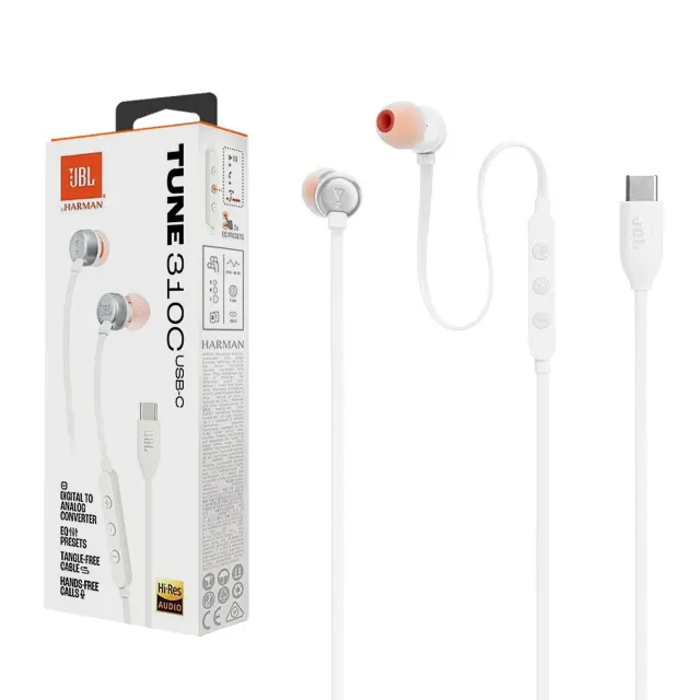 هندزفری با سیم با پورت JBL Type-C مدل TUNE 310C - سفید - ASP (گارانتی شش ماهه آروین)