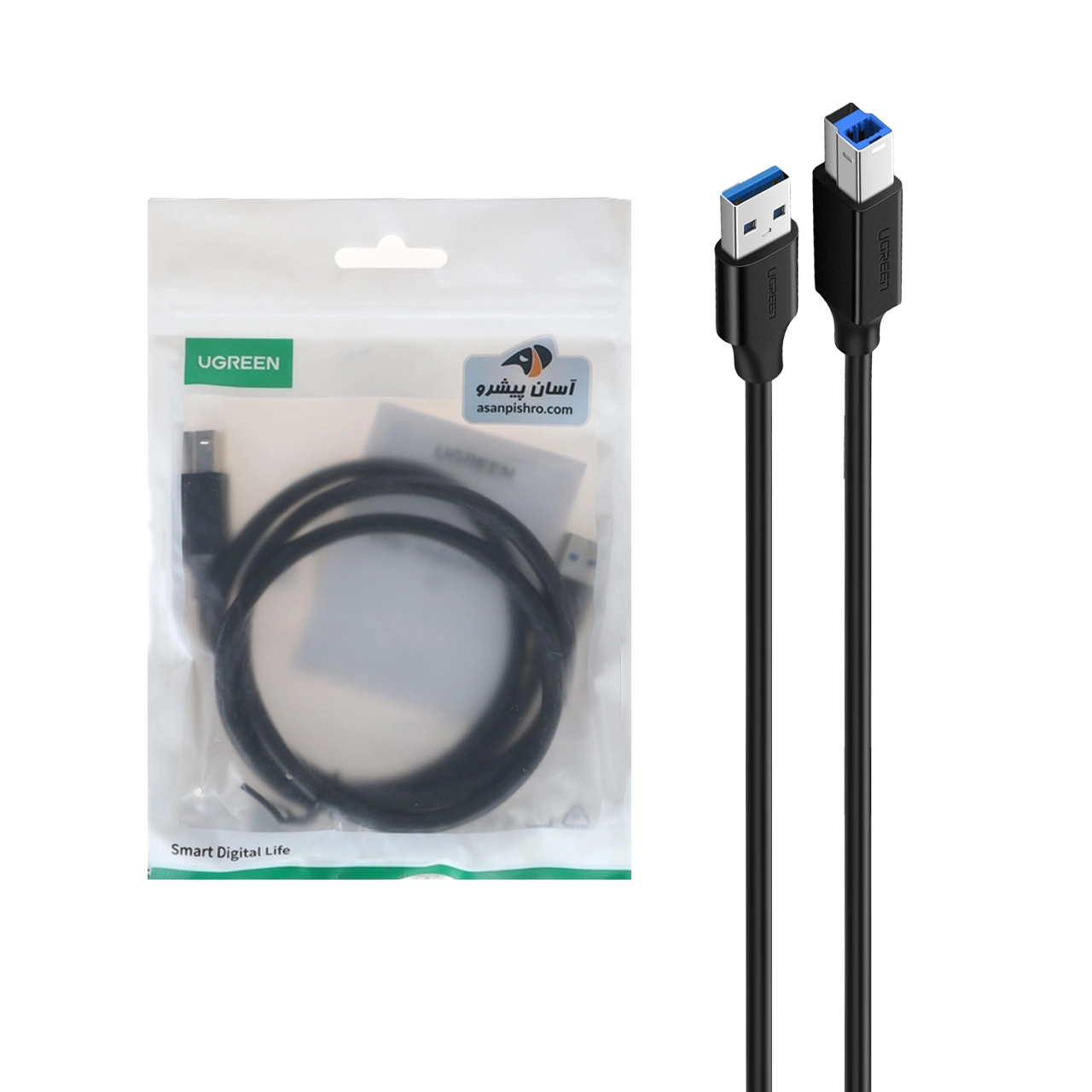 کابل یک متری پرینتر UGREEN USB3.0 مدل US210-30753 - مشکی