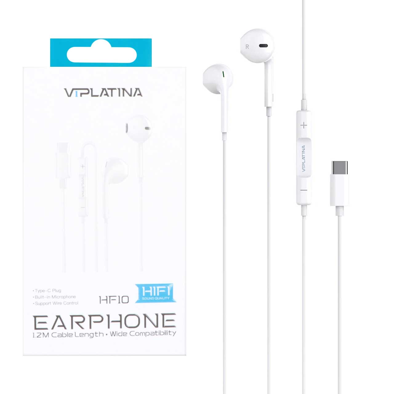 هندزفری باسیم VIPLATINA Type-C مدل HF10 - سفید