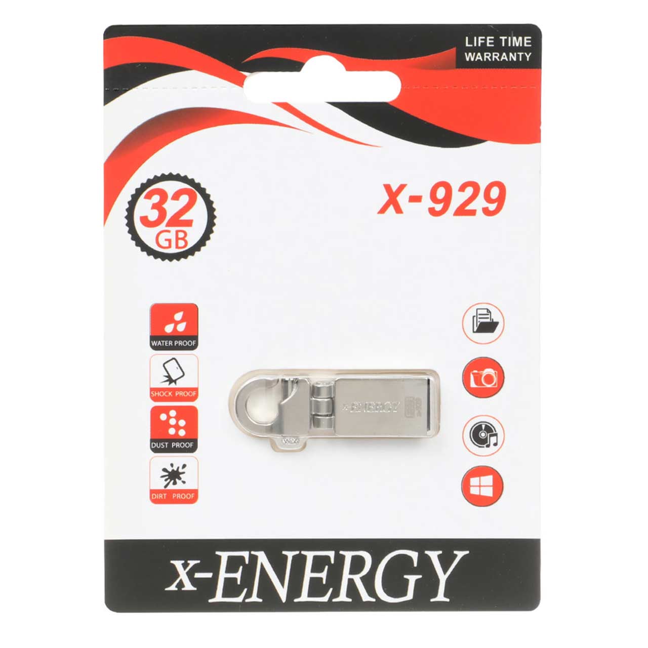 فلش مموری X-ENERGY USB2.0 مدل X-929 ظرفیت 32GB - نقره ای (گارانتی مادام العمر IPM)