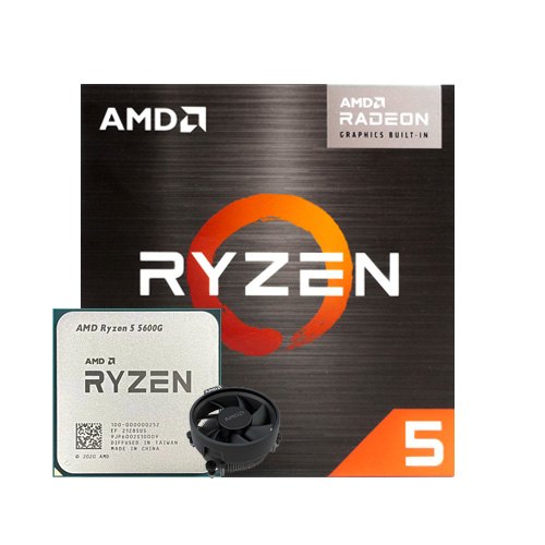 پردازنده دسکتاپ AMD مدل Ryzen 5 5600G • همراه با جعبه و خنک کننده ⁃ باندل با مادربرد