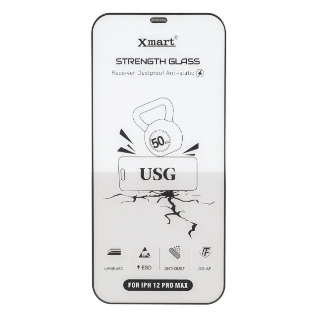 محافظ صفحه نمایش شیشه ای اورجینال Full Cover XMART Anti Static USG مدل Apple iPhone 12 Pro Max
