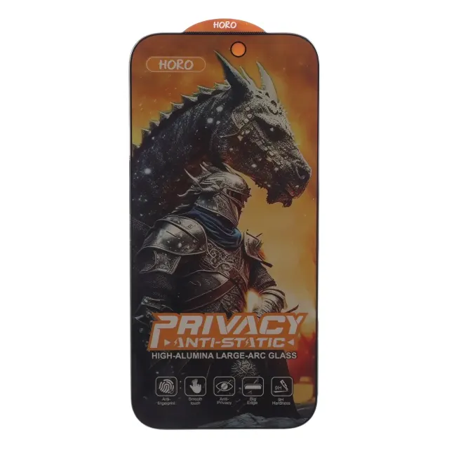 محافظ صفحه نمایش شیشه ای Full Cover Horo Anti Static Privacy مدل Apple iPhone 18 Pro