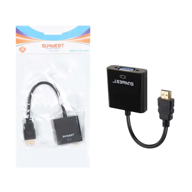 تبدیل SunWest HDMI To VGA مدل SH-420 - مشکی - TCO