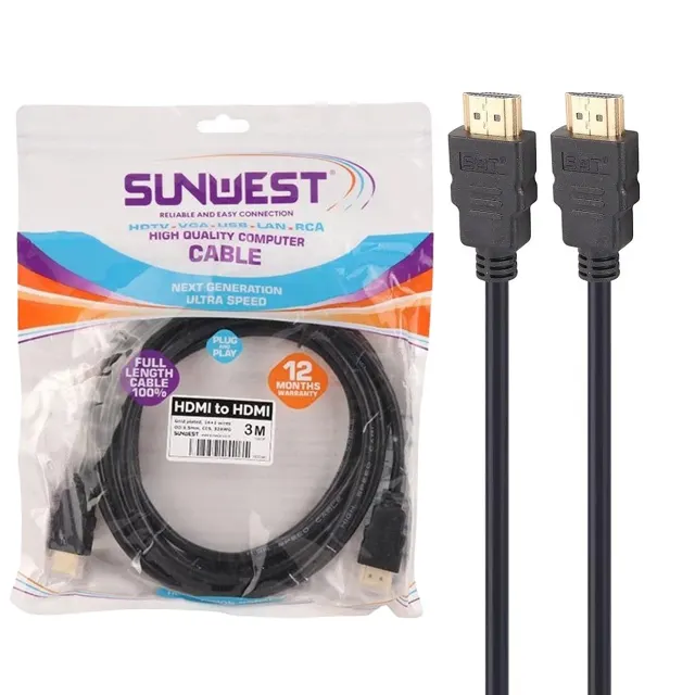 کابل 3 متری SunWest HDMI - مشکی - TCO
